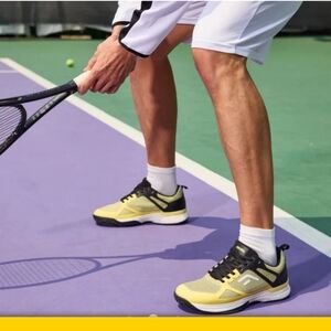 FitVille Men's Pickleball Tennis Shoes Sneakers Lace Up Yellow Black 11.5 EW